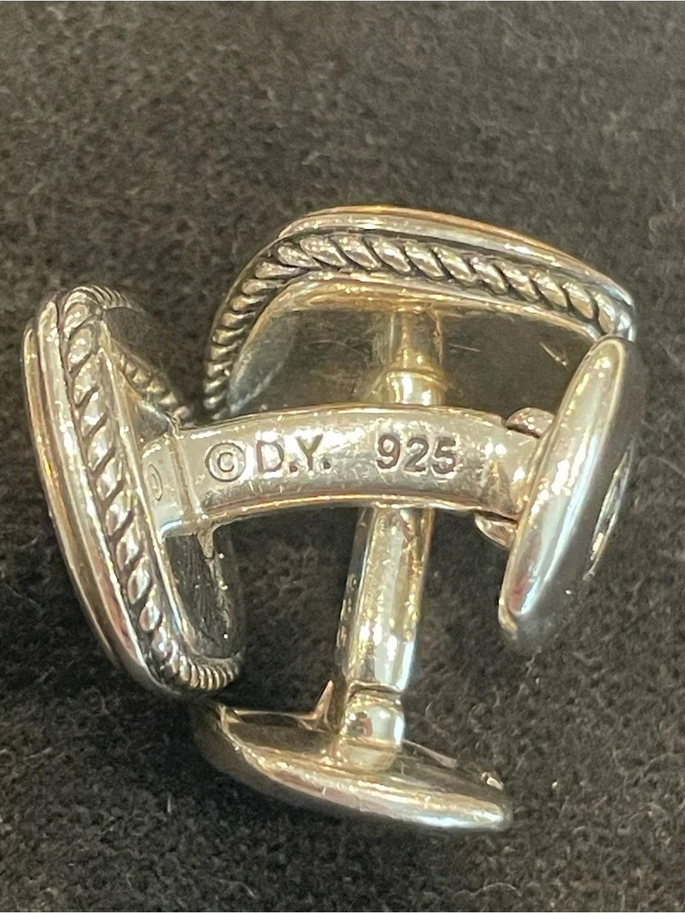 David Yurman Sterling Silver Pietersite Exotic Stone Cufflinks 18mm